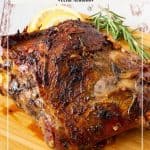 Pinterest image for making Roast Lamb Leg with Garlic Butter.