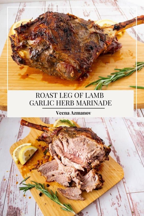 Pinterest image for making Roast Lamb Leg with Garlic Butter.