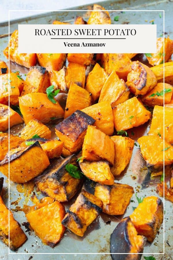 Pinterest image for roasted sweet potato.