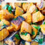 Pinterest image for roasted sweet potato.