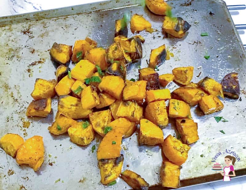 Roast the sweet potato until crispy