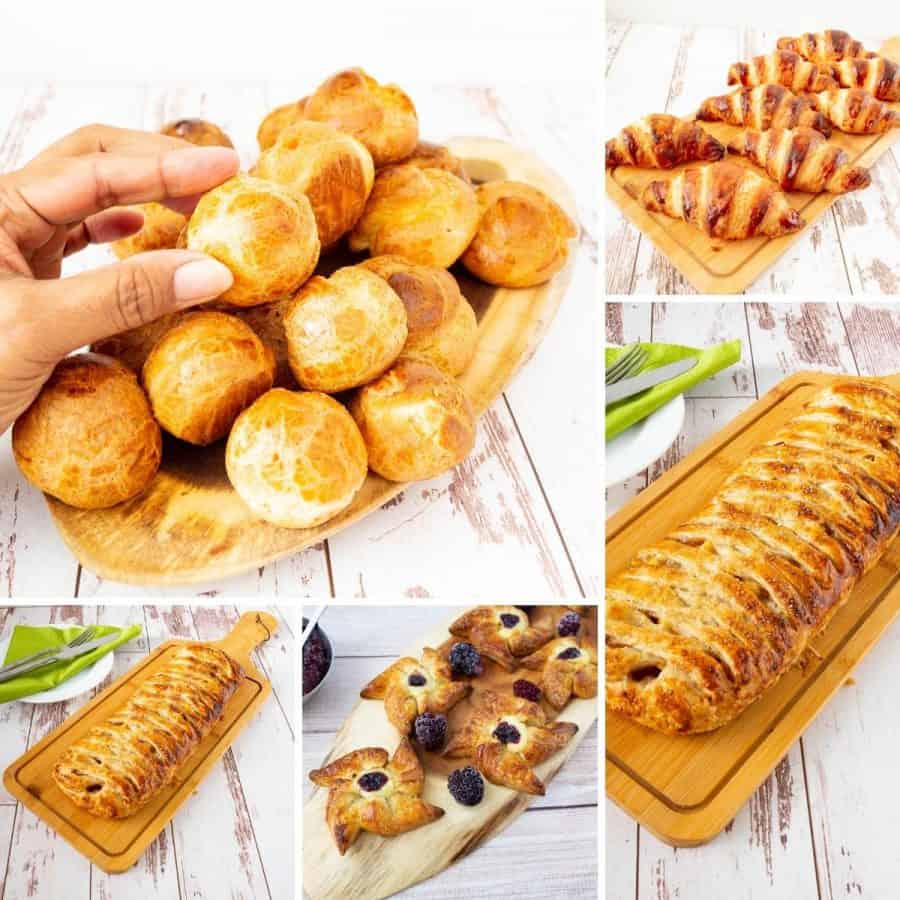 A collage of pastries for baking