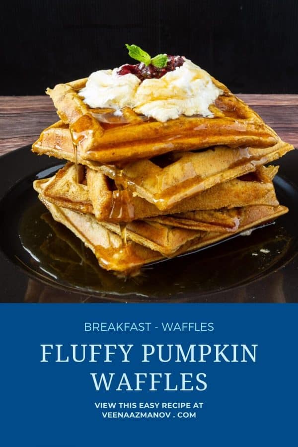 Pinterest image for pumpkin waffles.