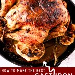 Pinterest image for Cast Iron Roast Chicken.