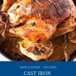 Progress pictures for roasting chicken in cast iron skillet.