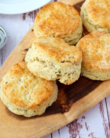 Biscuits on a wooden board.