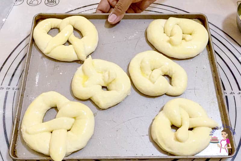 Unbaked pretzels on a plate