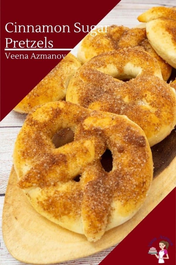 Pinterst image for cinnamon sugar pretzels