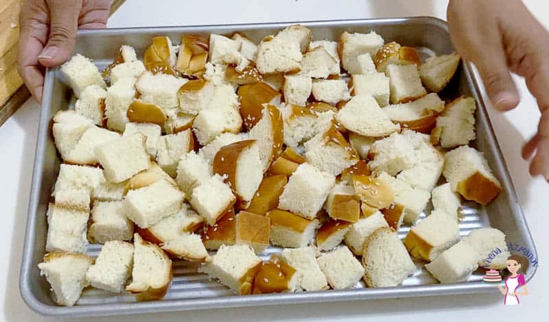 Toast the bread on a baking tray
