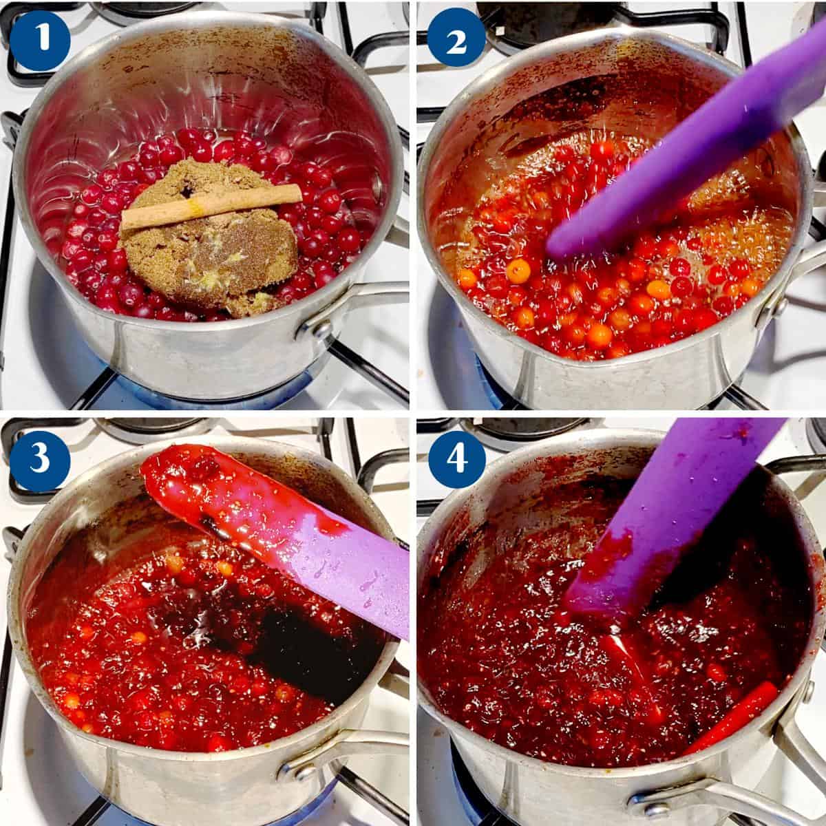 Progress pictures for cranberry sauce.