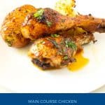 Pinterest image for chicken legs baked in the oven.
