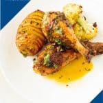 A Pinterest image for baked chicken legs