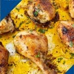 Pinterest image for baked chicken legs