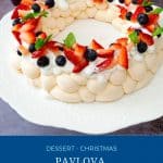 Pinterest image for Christmas pavlova.