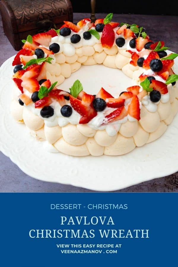 Pinterest image for Christmas pavlova.