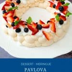 Pinterest image for Christmas pavlova.