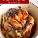 Pinterest image for Dutch Oven Roast Chicken.