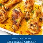 Pinterest image for chicken drumsticks baked in the oven.