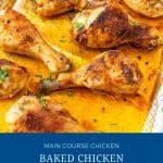 Pinterest image for chicken drumsticks baked in the oven.