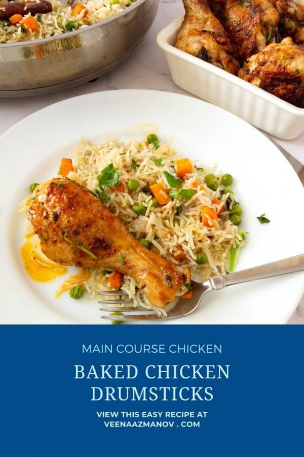 Pinterest image for chicken drumsticks baked in the oven.