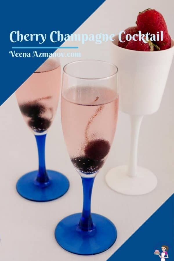Pinterest image for cherry champagne cocktail