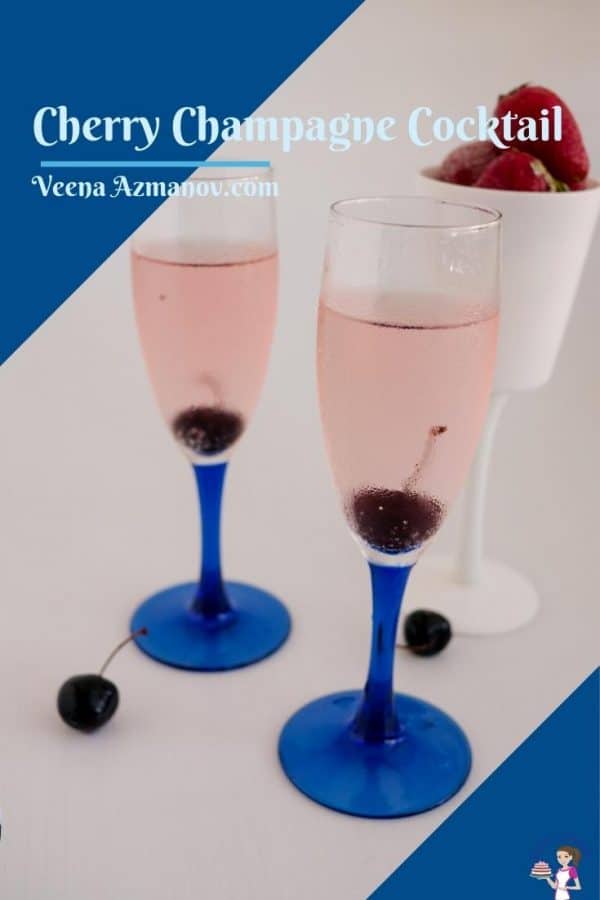 Pinterest image for Cherry champagne cocktail