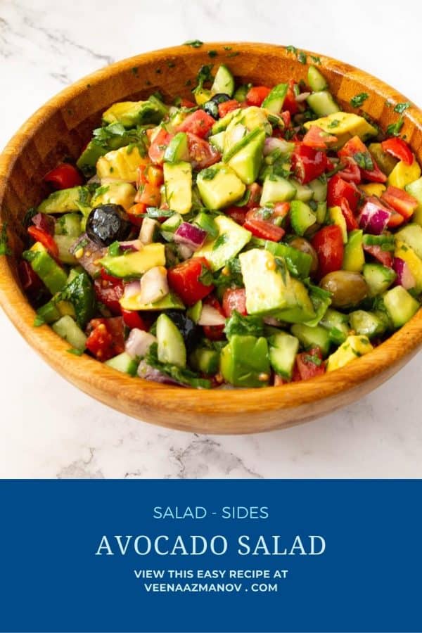 Pinterest image for salad with avocado and veggies.