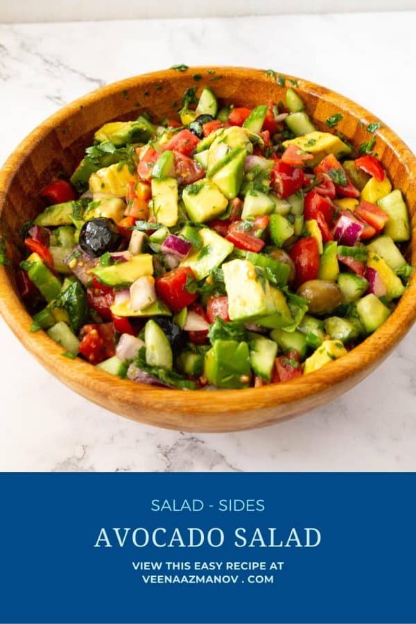 Pinterest image for salad with avocado and veggies.