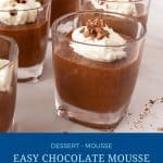 Pinterest image for mousse with dark chocolate.