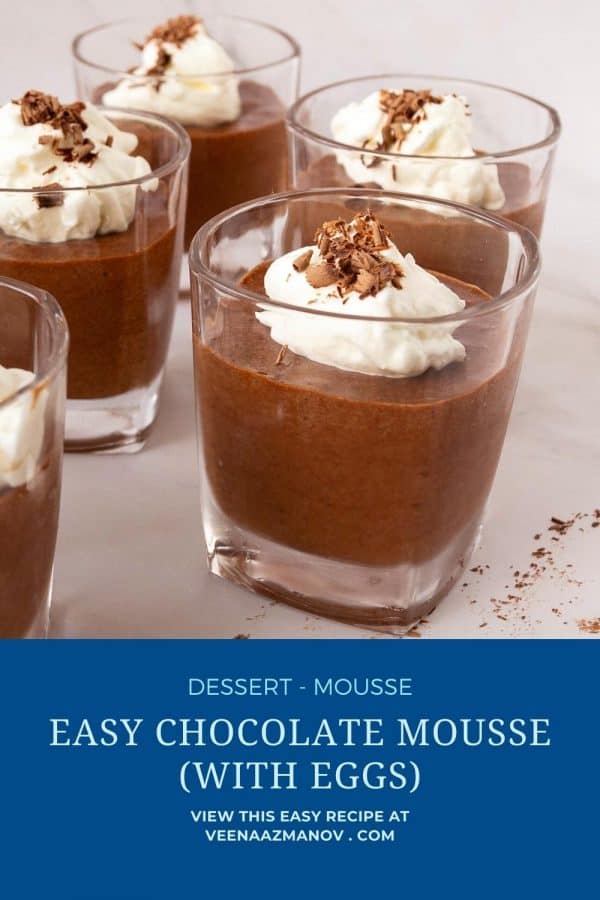 Pinterest image for mousse with dark chocolate.