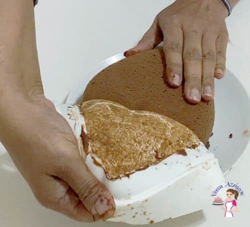 Remove the heart mousse cake from the mold