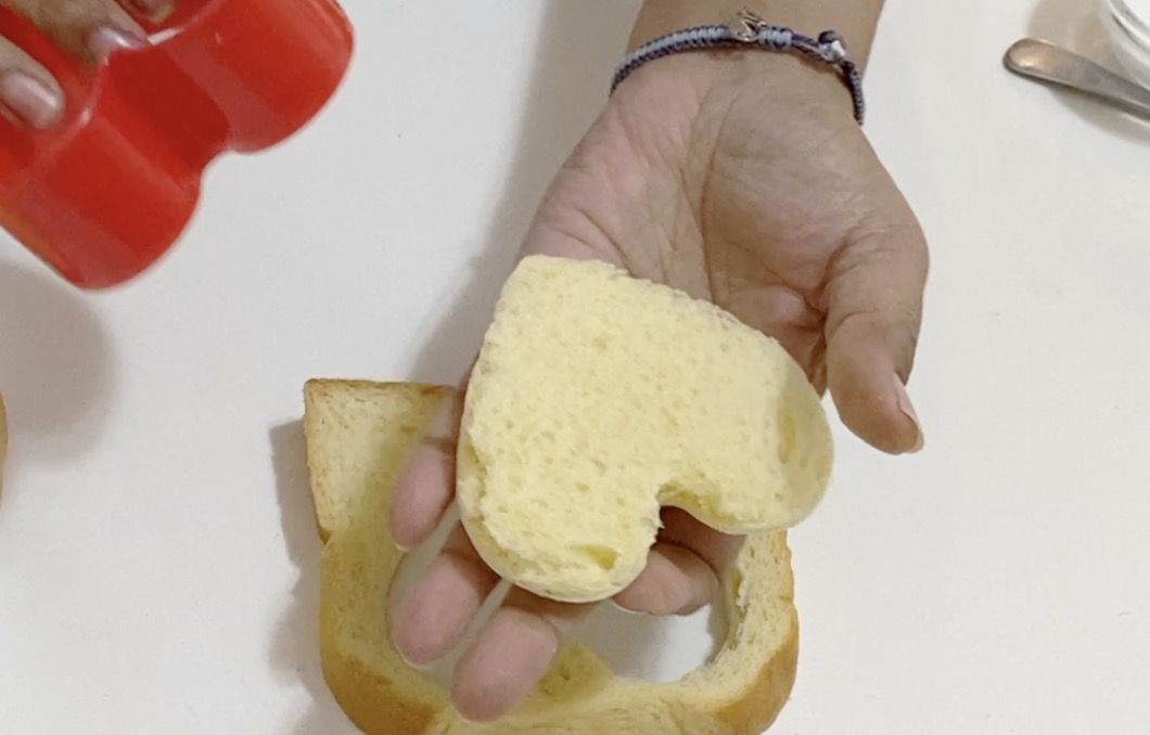 Heart shaped bread cut for French Shaped.