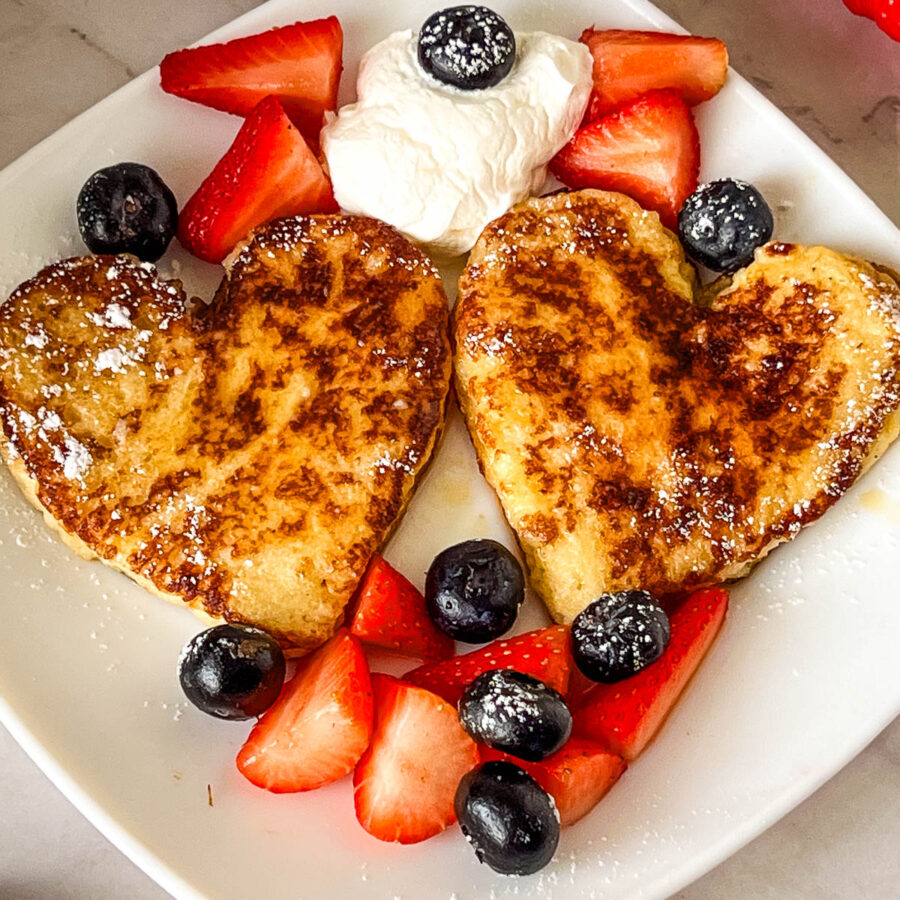 White plate with French Toast.