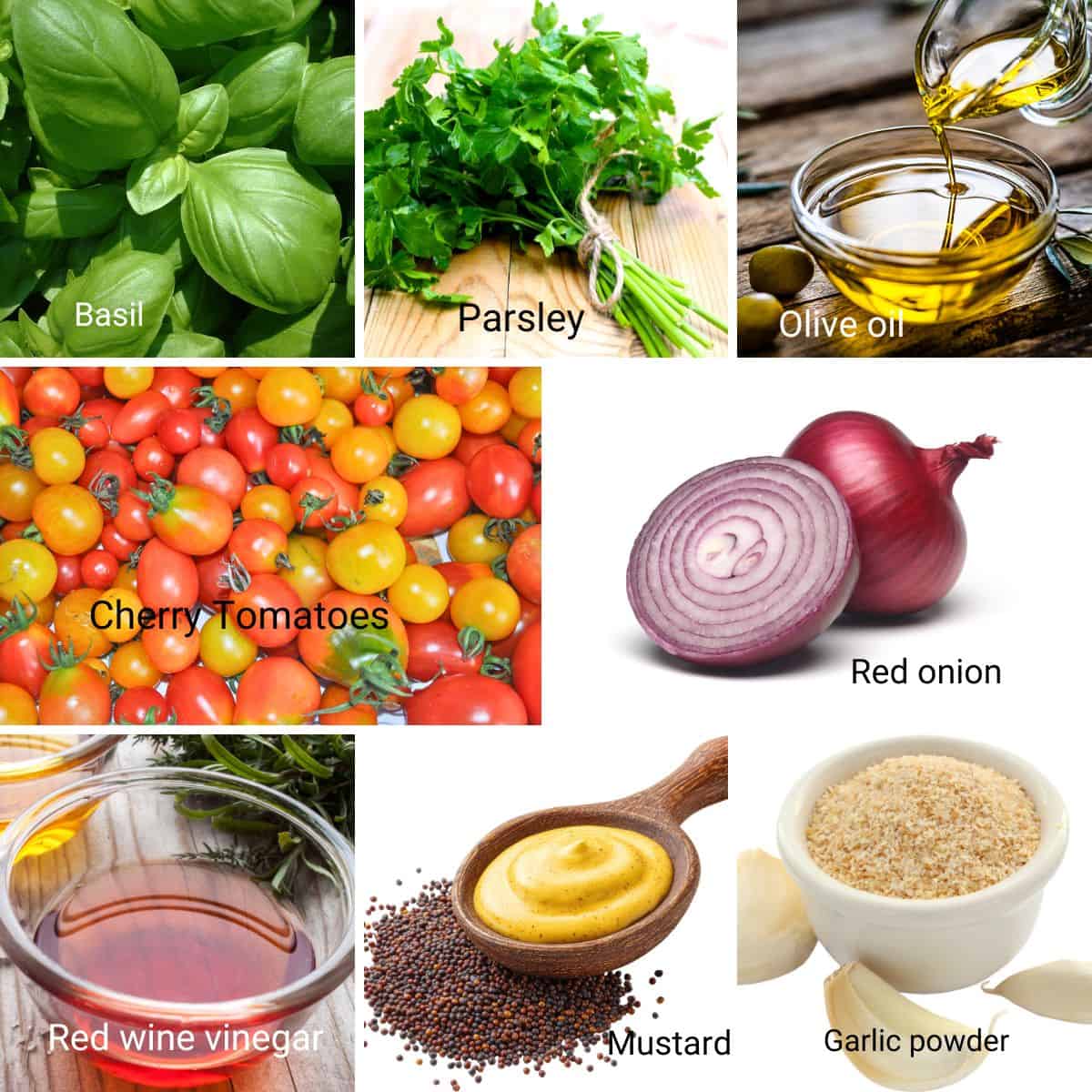 Ingredients for cherry tomato salad.