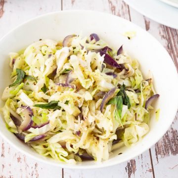 Cabbage in a bowl sauteed with garlic