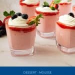 Pinterest images - Glasses with mousse with strawberry and whipped cream.