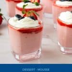 Pinterest images - Glasses with mousse with strawberry and whipped cream.