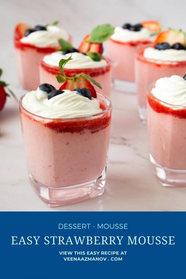 Pinterest images - Glasses with mousse with strawberry and whipped cream.