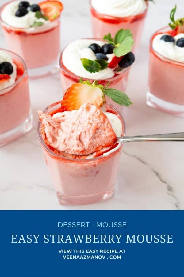 Pinterest images - Glasses with mousse with strawberry and whipped cream.