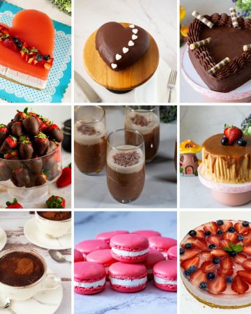 Collage for valentines day desserts.