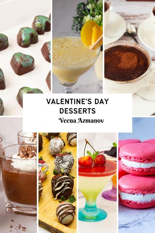 Pinterest image Collage for valentines day desserts.