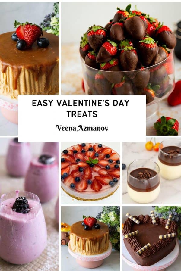 Pinterest image Collage for valentines day desserts.