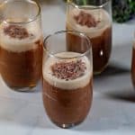 A dessert glass with baileys chocolate mousse.