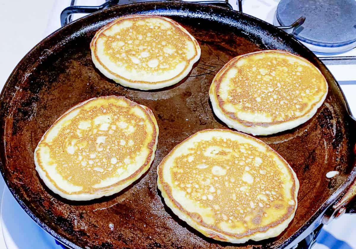 Cooking pancakes on a griddle