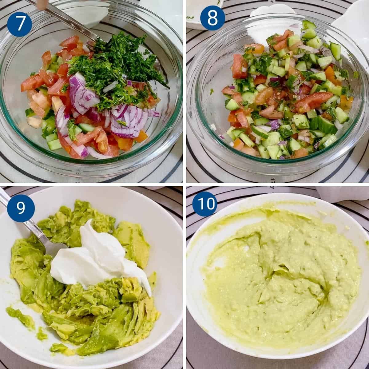 Progress pictures collage for salsa and guacamole.
