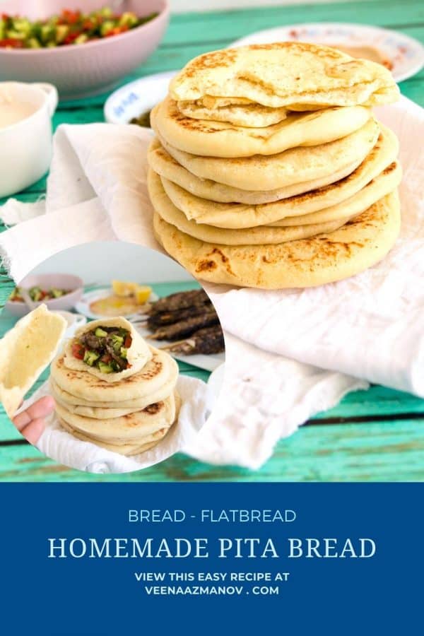 Pinterest image for Pita bread on stovetop