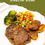 Pinterest image for Pan Seared Steak on the Stovetop.