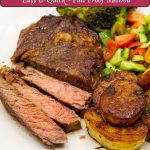 Pinterest image for Pan Seared Steak on the Stovetop.