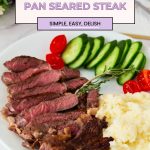 Pinterest image for Pan Seared Steak on the Stovetop.