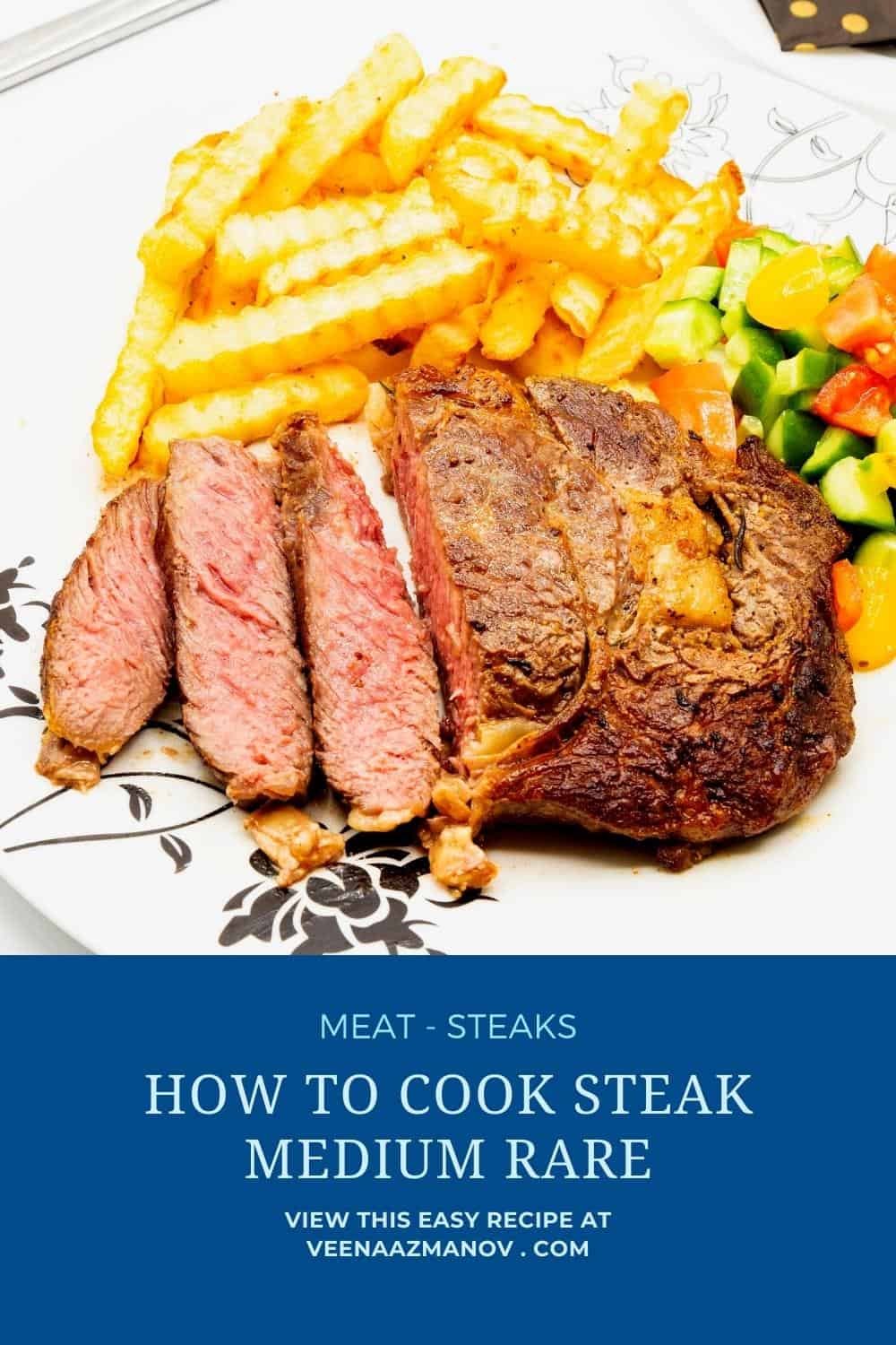 Pinterest image for cooking medium rare steak